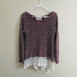 Red-Burgundy Knit Sweater
